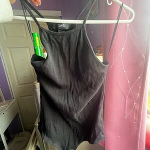 Black Ribbed Women's Top